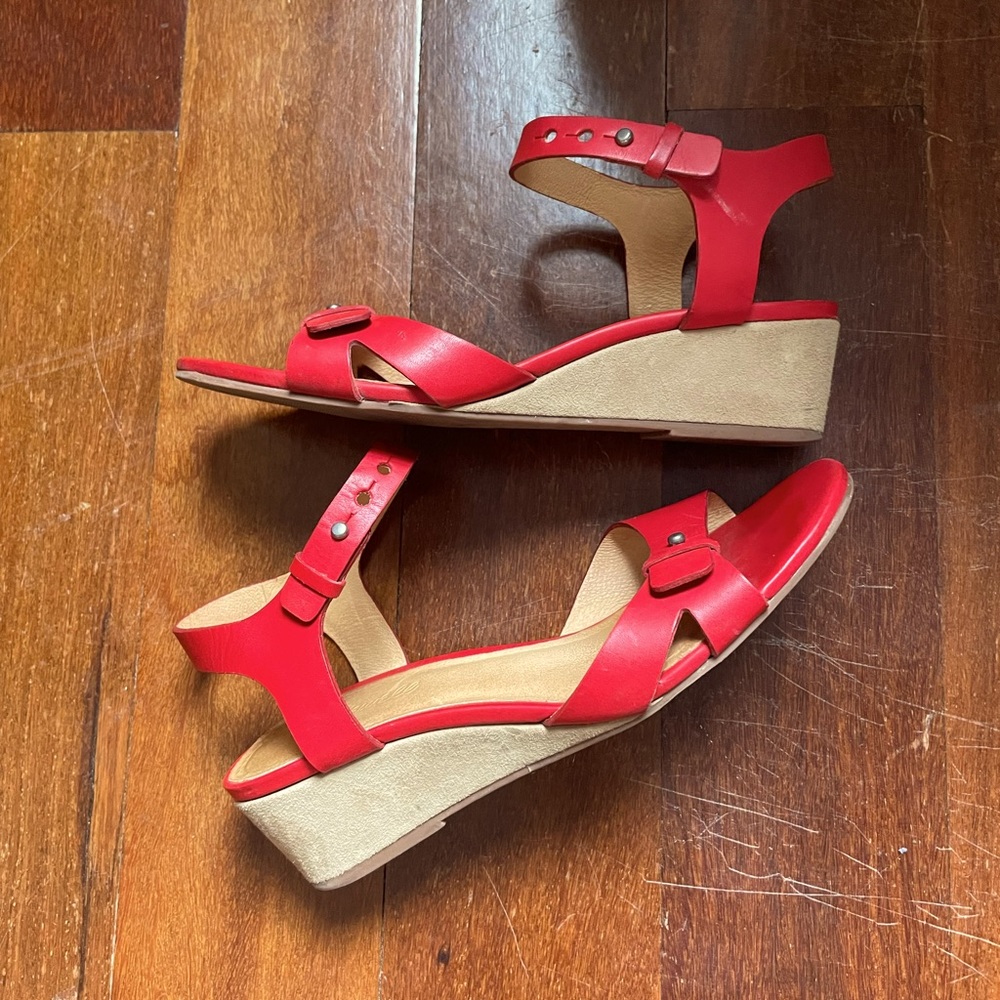 Madewell Joan baby wedge sandals lipstick red